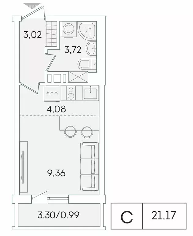 Квартира-студия: Мурино, Графская улица, 6к4 (20.1 м) - Фото 0