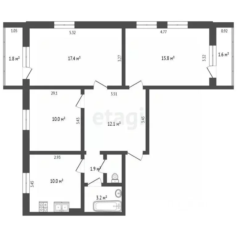 3-к кв. Ямало-Ненецкий АО, Тарко-Сале Пуровский район, ул. Победы, 31А ... - Фото 2
