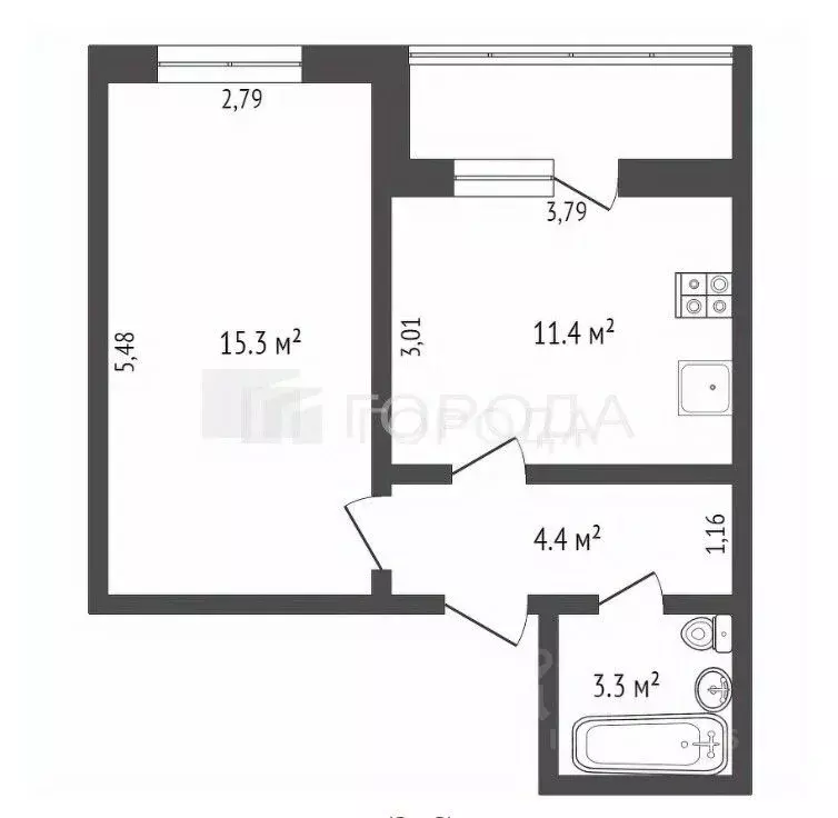 1-к кв. Новосибирская область, Новосибирск 1-я Шоссейная ул., 56 (34.4 ... - Фото 1