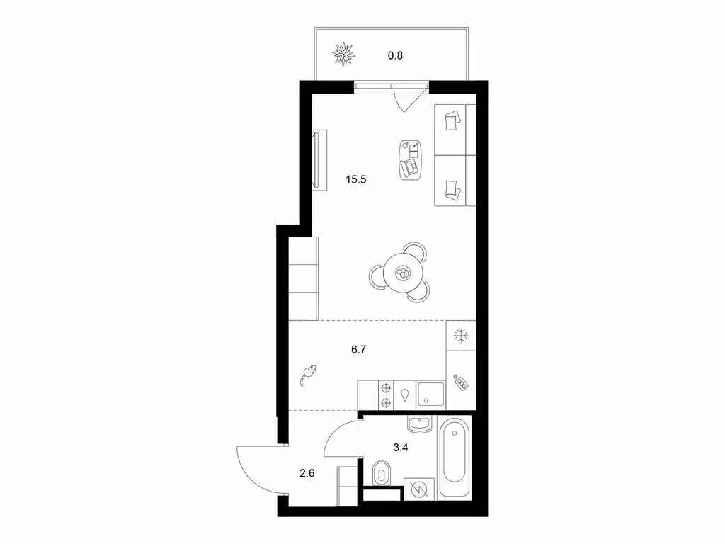 Квартира-студия: Москва, НАО, район Коммунарка, квартал № 76 (29 м) - Фото 1