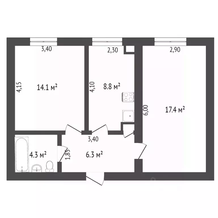 2-к кв. Ямало-Ненецкий АО, Новый Уренгой Советский мкр, 3/4 (50.5 м) - Фото 1