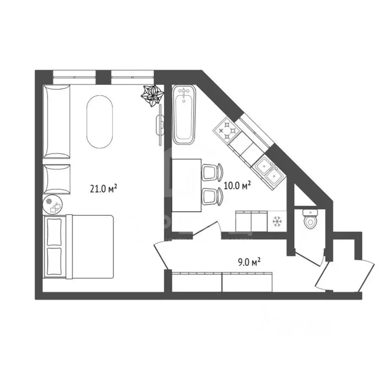 1-к кв. Санкт-Петербург Лиговский просп., 63 (43.3 м) - Фото 2