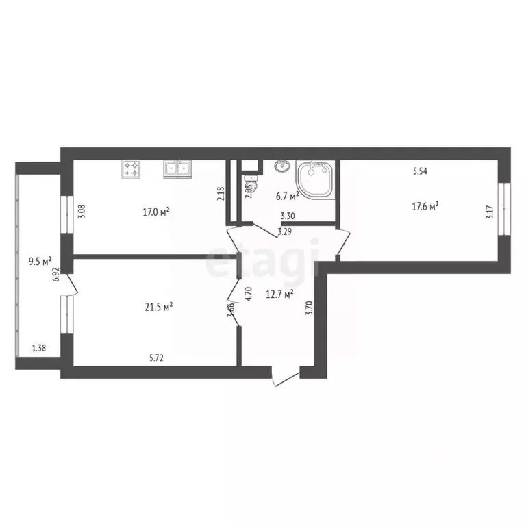 2-к кв. Забайкальский край, Чита ул. Генерала Белика, 10А (80.3 м) - Фото 1
