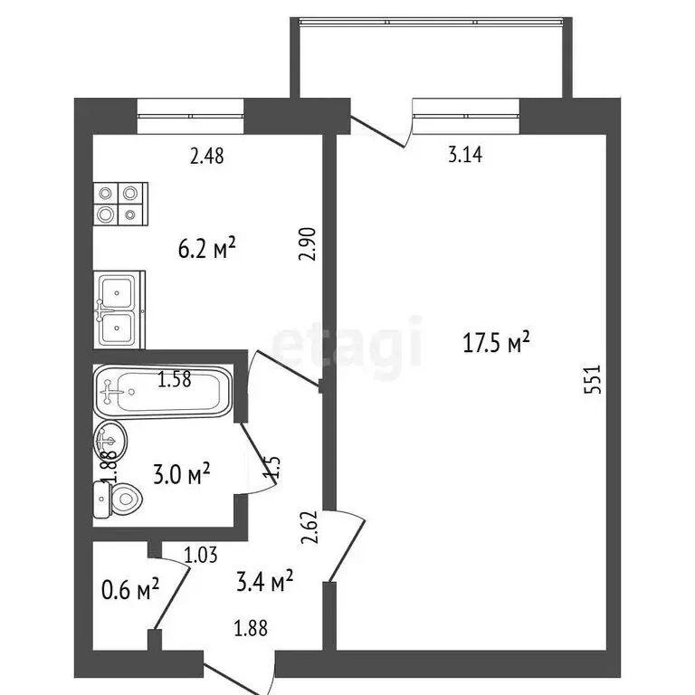 1-комнатная квартира: Салават, Уфимская улица, 100 (31.3 м) - Фото 1