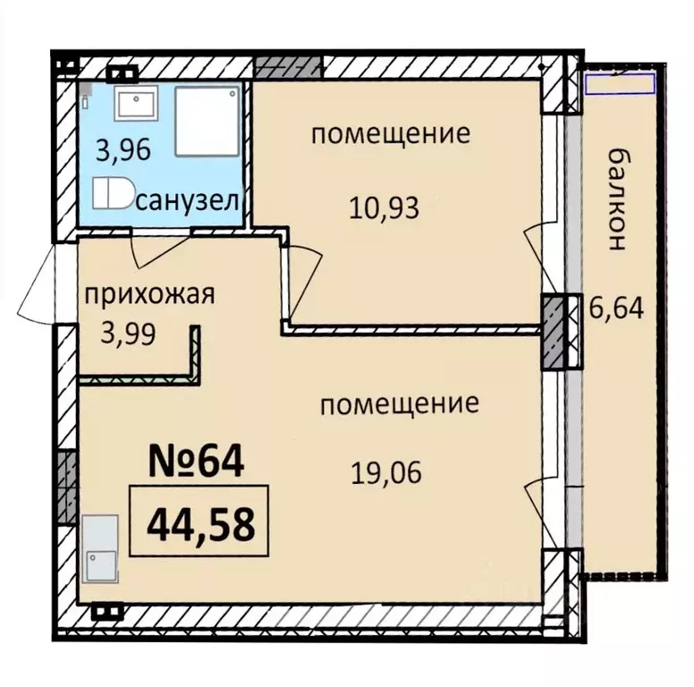 1-к кв. Калининградская область, Балтийск  (44.58 м) - Фото 0