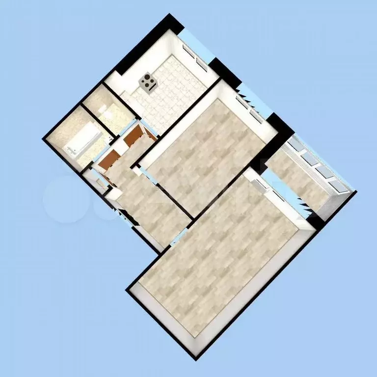 9-к. квартира, 45,4 м, 5/9 эт. - Фото 0