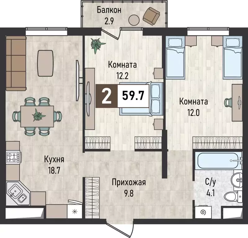 2-к кв. Ставропольский край, Железноводск городской округ, пос. ... - Фото 1