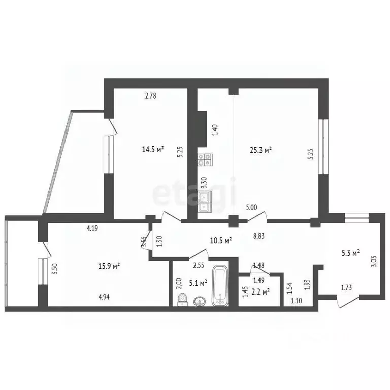 2-к кв. Ростовская область, Батайск ул. Кирова, 26 (78.8 м) - Фото 1