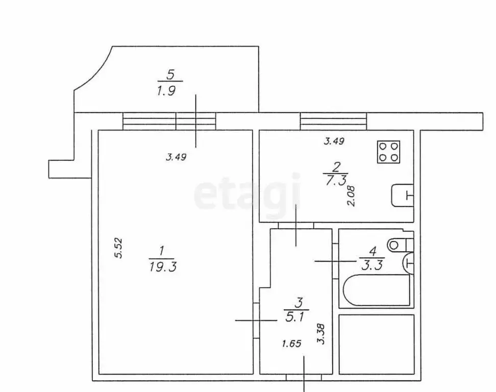 1-комнатная квартира: Казань, улица Фатыха Амирхана, 38 (37 м) - Фото 1