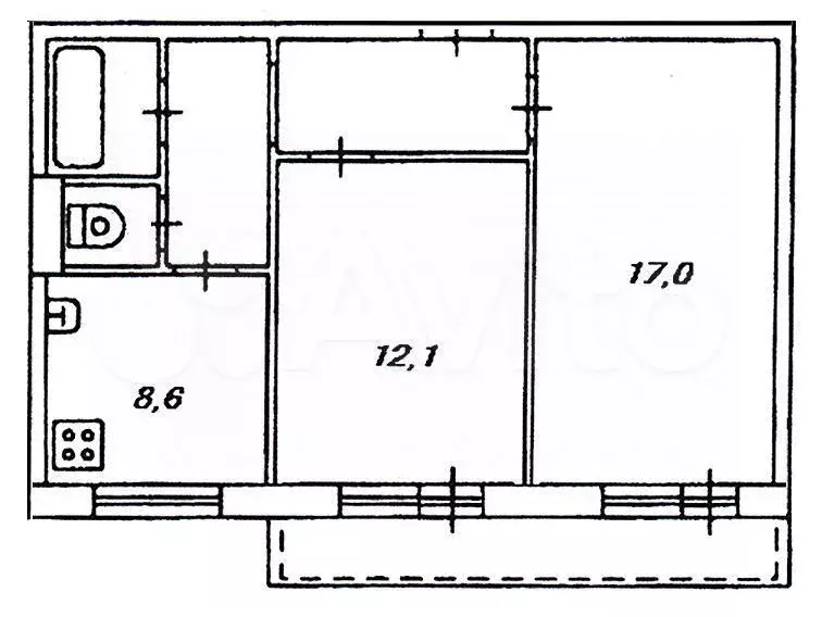 2-к. квартира, 50 м, 4/9 эт. - Фото 0