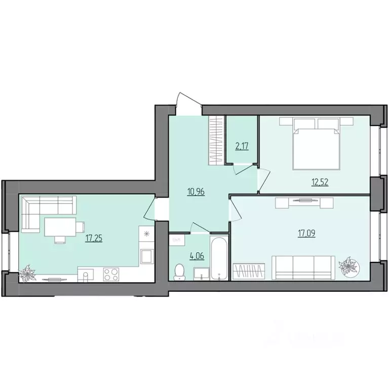 2-к кв. Ярославская область, Рыбинск Февральская ул., 12 (64.05 м) - Фото 1