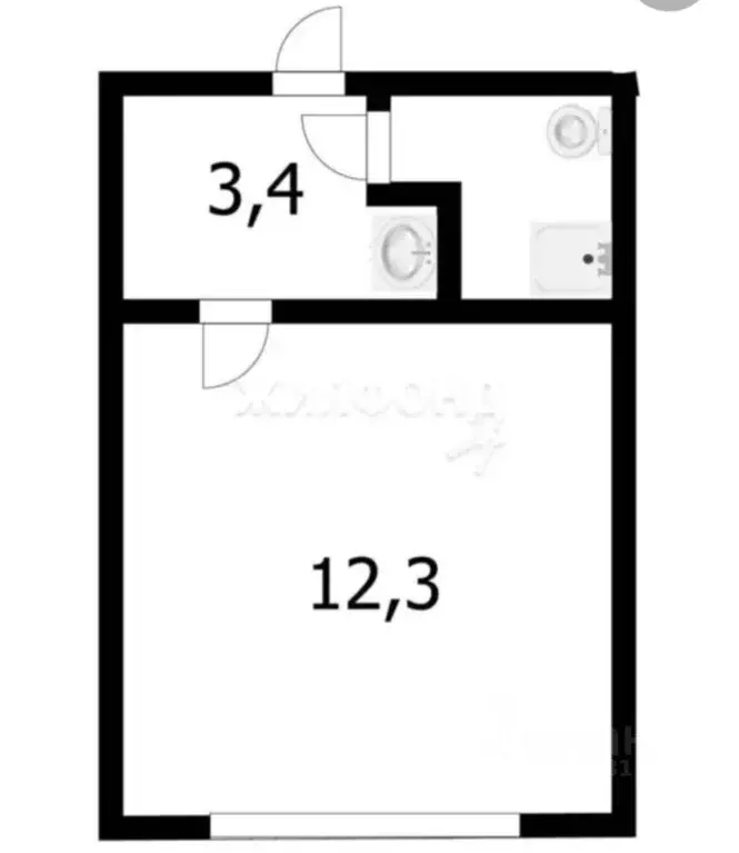 Студия Новосибирская область, Новосибирск Планировочная ул., 18/2 ... - Фото 2