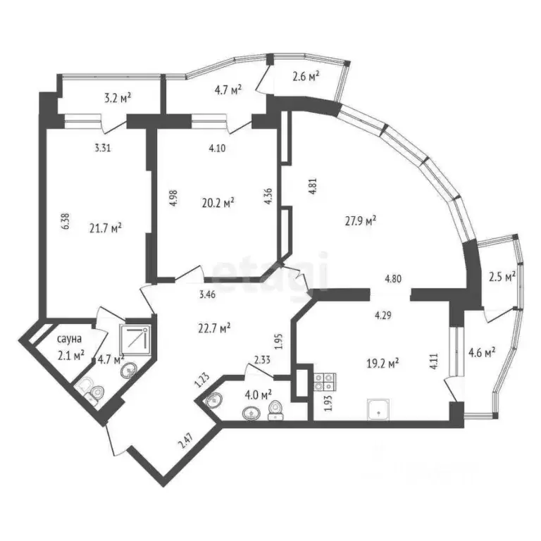 3-к кв. Тюменская область, Тюмень ул. Малыгина, 90 (122.6 м) - Фото 2