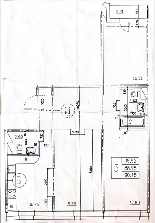 3-к кв. Санкт-Петербург Богатырский просп., 22к1 (89.3 м) - Фото 2
