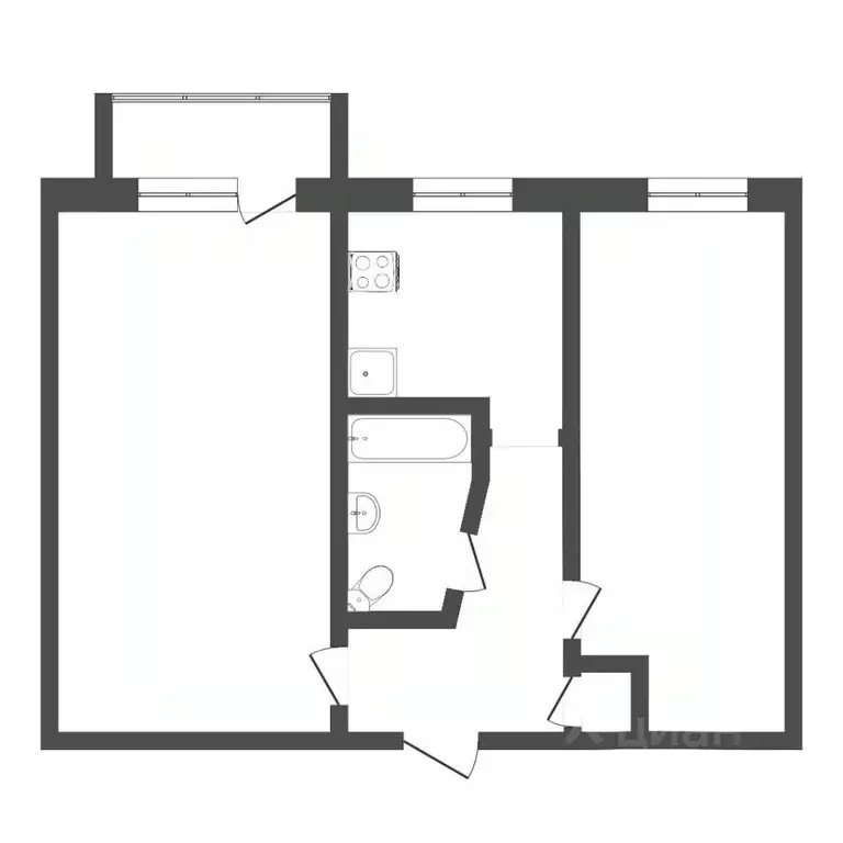 2-к кв. Тюменская область, Тюмень Комбинатская ул., 38 (44.2 м) - Фото 2