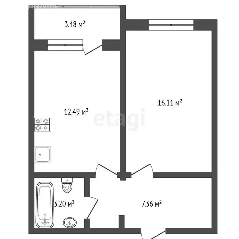 1-комнатная квартира: Тюмень, улица Александра Протозанова, 10 (37 м) - Фото 1