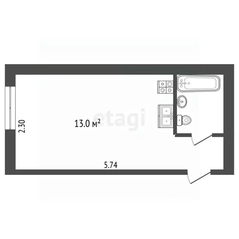 Студия Москва 2-я Рощинская ул., 10 (11.0 м) - Фото 2