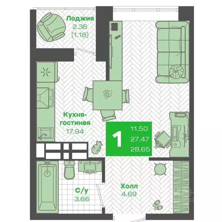 Студия Приморский край, Владивосток Зеленый Бульвар 2 жилой комплекс ... - Фото 1