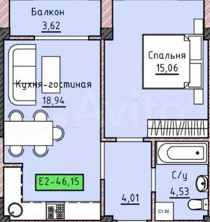 Доля в 1-к. квартире, 41 м, 6/8 эт. - Фото 0