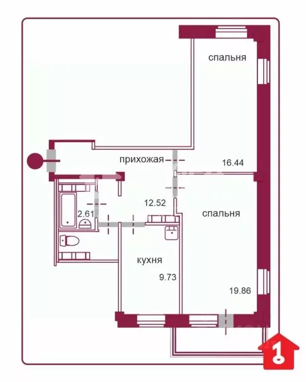 2-к кв. Омская область, Омск ул. 21-я Амурская, 25 (66.4 м) - Фото 1