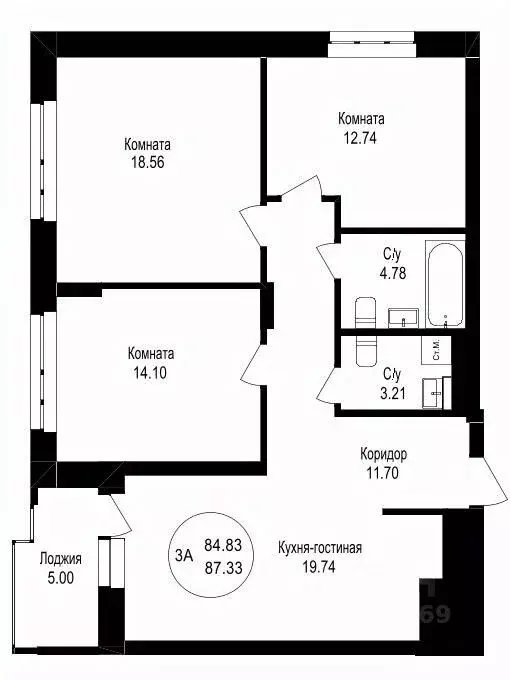 3-к кв. Тюменская область, Тюмень ул. Евгения Войнова, 7 (91.1 м) - Фото 0