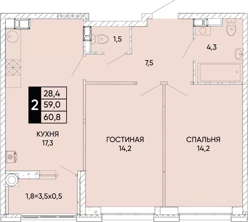 2-к кв. Ростовская область, Ростов-на-Дону Левобережье жилой комплекс ... - Фото 0