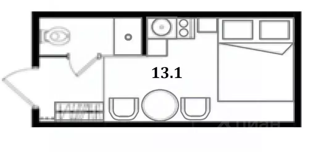 Студия Санкт-Петербург Мытнинская ул., 7 (13.1 м) - Фото 1