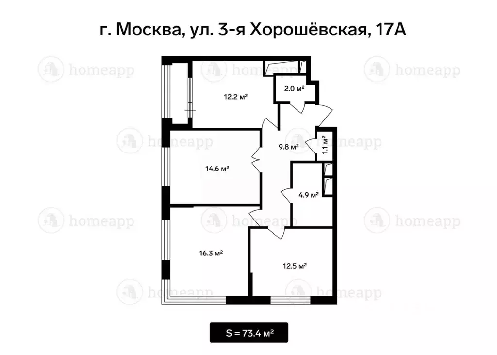 3-к кв. Москва 3-я Хорошевская ул., 17А (73.4 м) - Фото 1