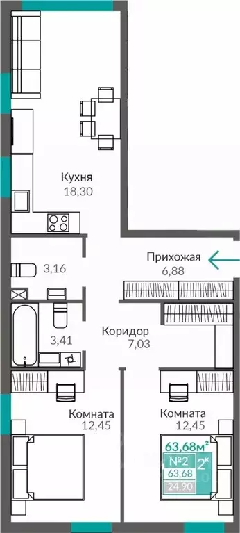 2-к кв. Крым, Симферополь Крымская роза мкр, Абрикос жилой комплекс ... - Фото 0