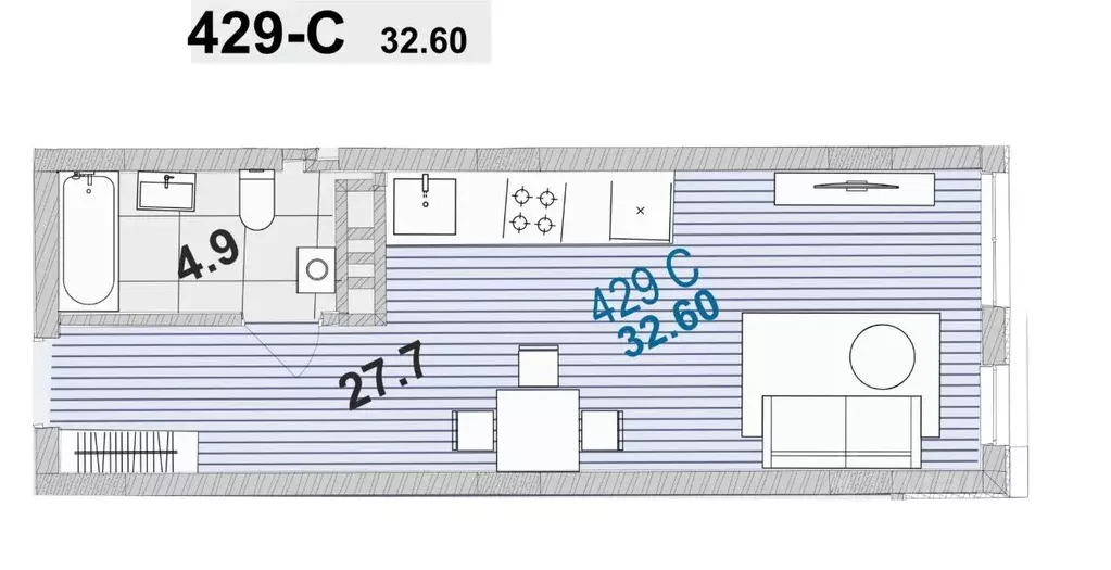 1-к кв. Калининградская область, Зеленоградск ул. Гагарина, 87 (32.6 ... - Фото 1