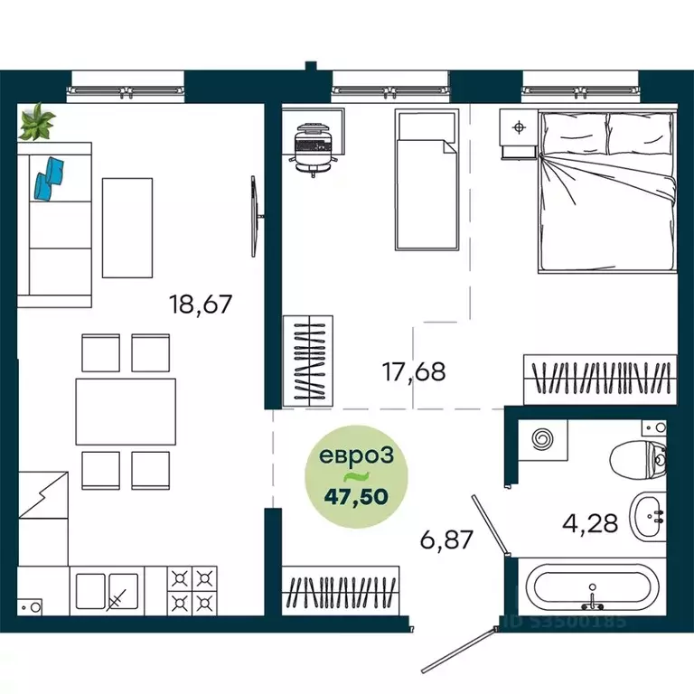1-к кв. Иркутская область, Иркутск ул. Безбокова, 7А (47.5 м) - Фото 1