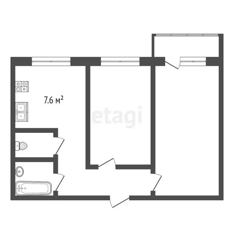 2-комнатная квартира: посёлок Светлый, Степная улица, 9 (53.8 м) - Фото 0