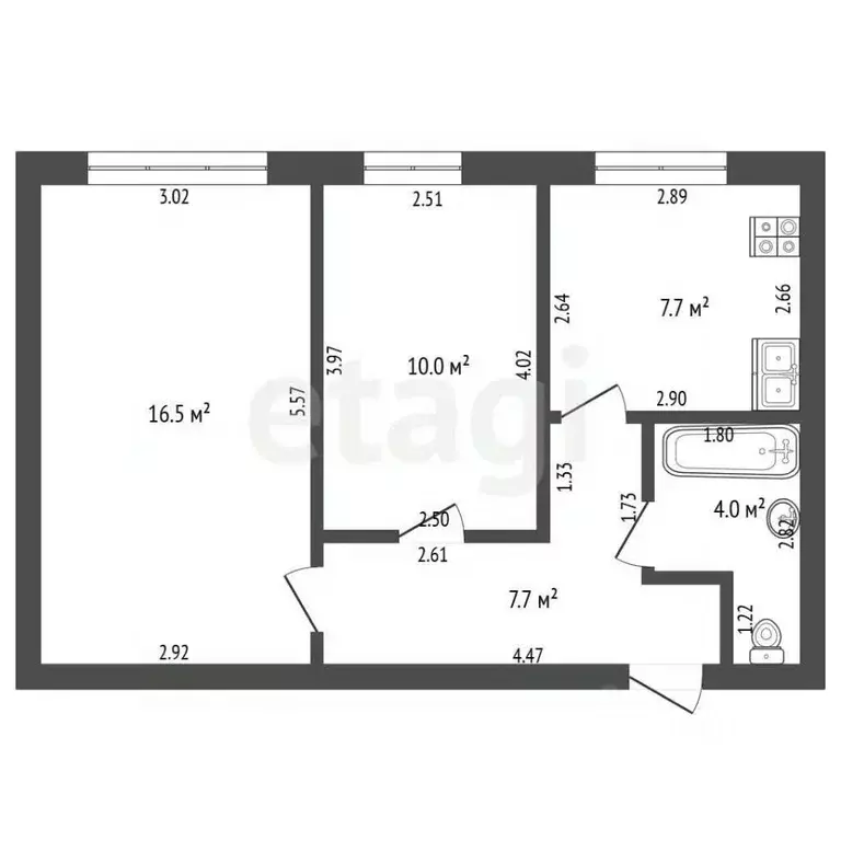 2-к кв. Башкортостан, Стерлитамак ул. Тукаева, 2Б (45.9 м) - Фото 2