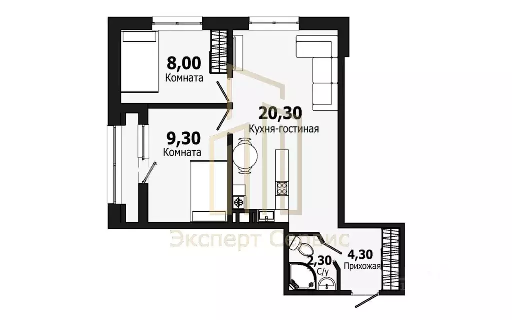 2-к кв. Санкт-Петербург Кременчугская ул., 19к3 (42.0 м) - Фото 2