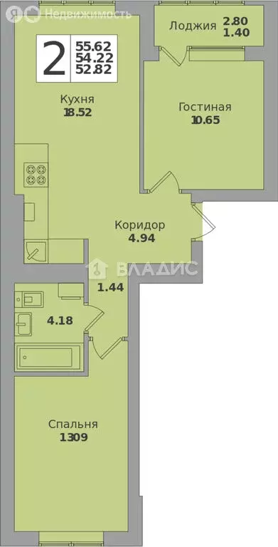 2-комнатная квартира: Калининград, Минусинская улица, 5 (55.62 м) - Фото 0