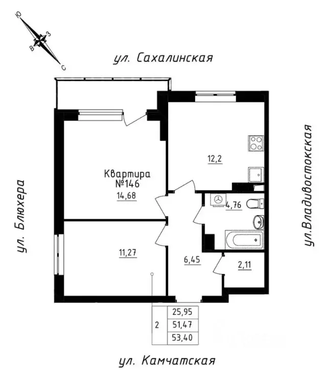 2-к кв. Свердловская область, Екатеринбург ул. Кронштадтская (53.4 м) - Фото 0