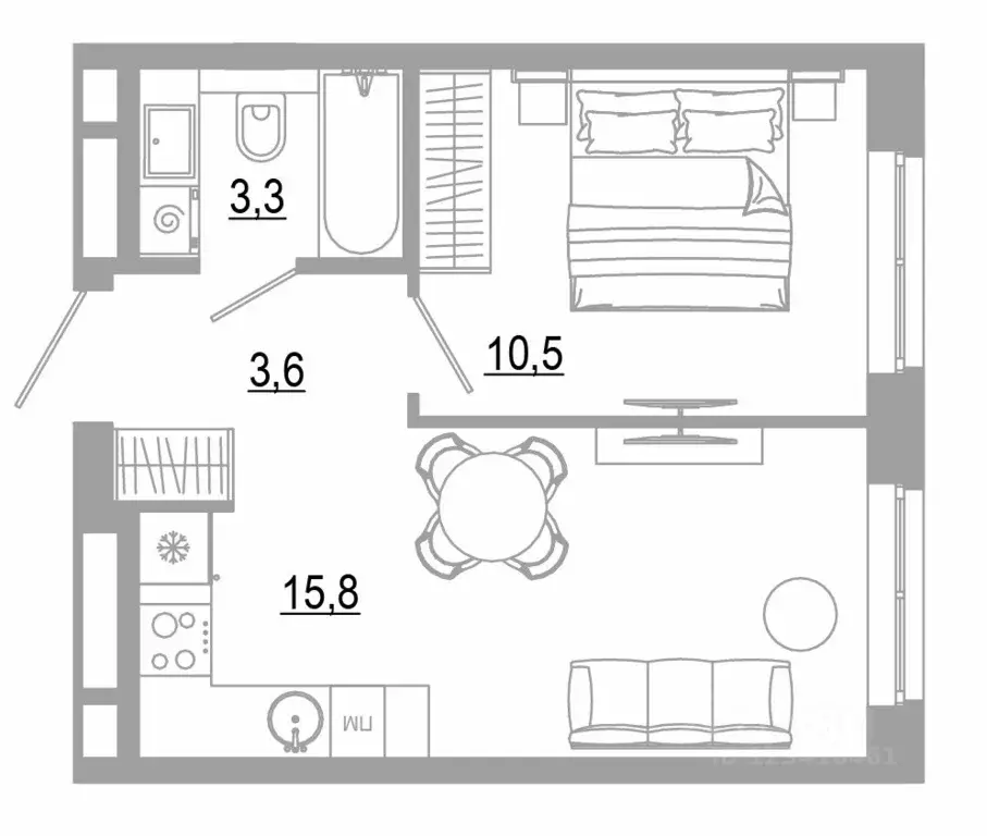 1-к кв. Свердловская область, Екатеринбург Академический мкр, 22-й ... - Фото 1