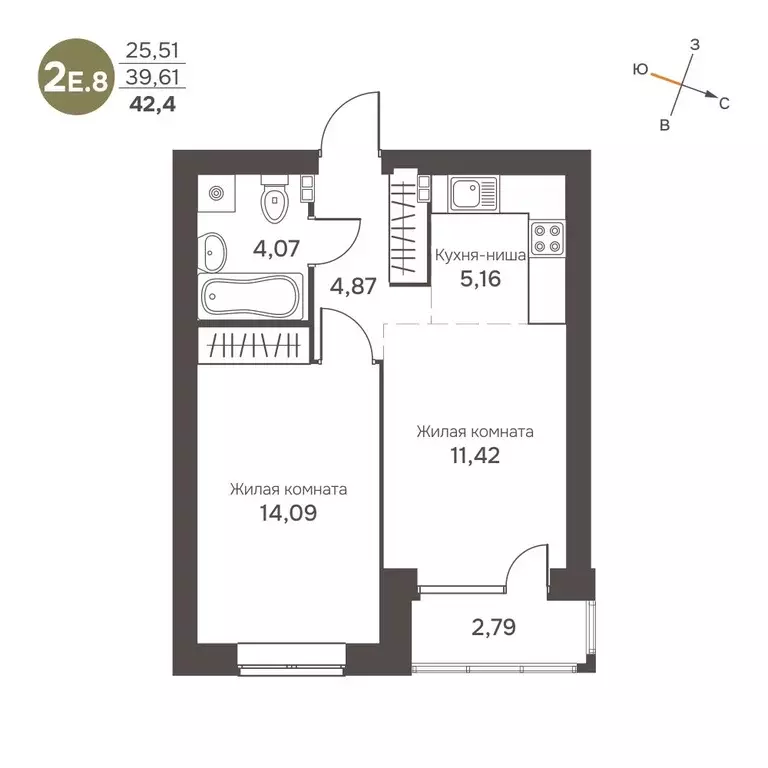 2-к квартира, 41 м - Фото 0