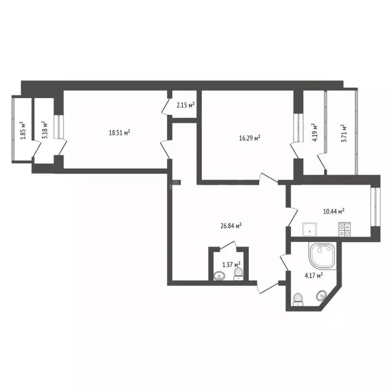 2-к кв. Тюменская область, Тюмень ул. Прокопия Артамонова, 9 (81.0 м) - Фото 2