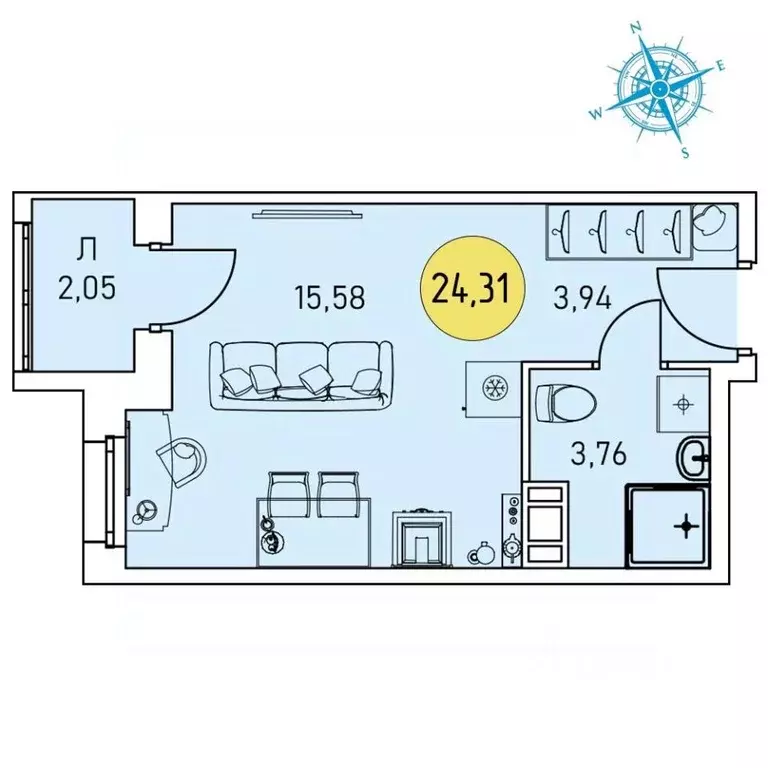 Студия Архангельская область, Архангельск Котласская ул., 30 (24.31 м) - Фото 0