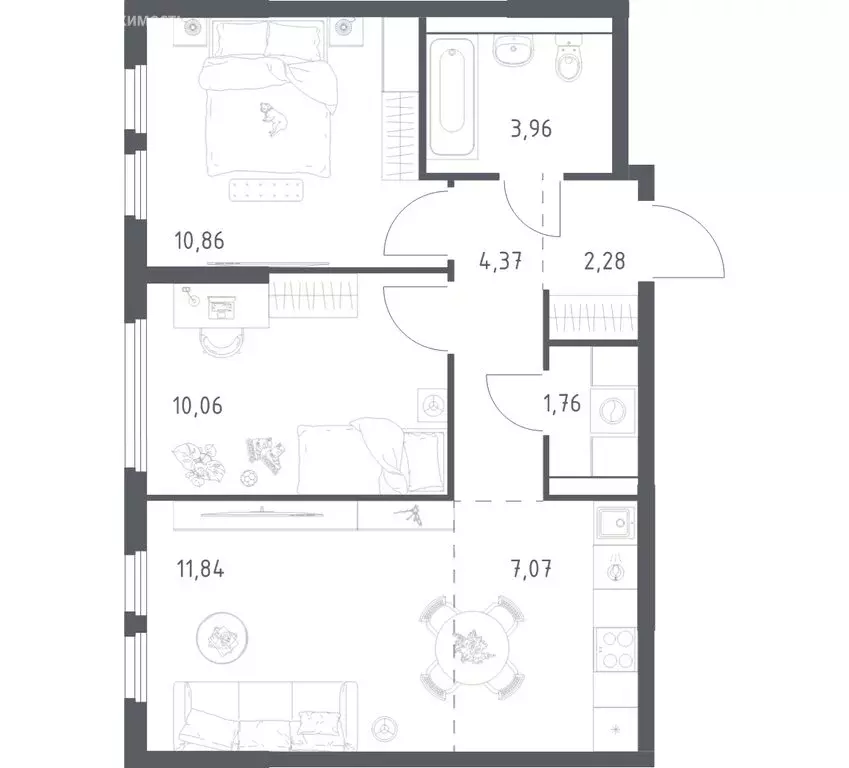 2-комнатная квартира: посёлок городского типа Мисайлово, микрорайон ... - Фото 1