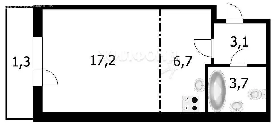 Квартира-студия: Новосибирск, улица Бородина, 56 (24.1 м) - Фото 0