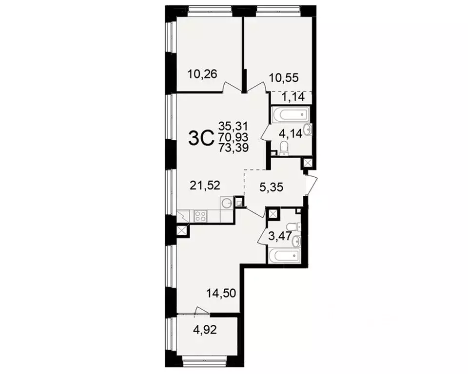 3-к кв. Рязанская область, Рязань ул. Чкалова (70.93 м) - Фото 1