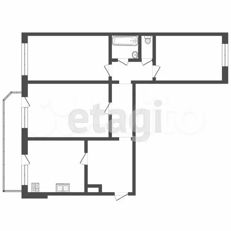 3-к. квартира, 86,6 м, 8/9 эт. - Фото 0