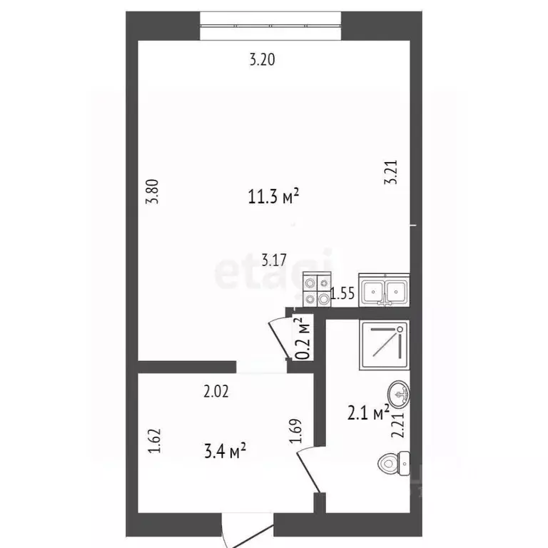 1-к кв. Башкортостан, Стерлитамак просп. Ленина, 30А (18.0 м) - Фото 2