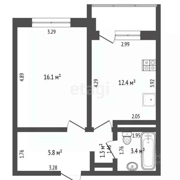 1-к кв. Тюменская область, Тюмень ул. Александра Протозанова, 16 (38.9 ... - Фото 2
