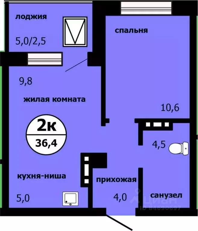 2-к кв. Красноярский край, Красноярск ул. Лесников, 53 (35.5 м) - Фото 0