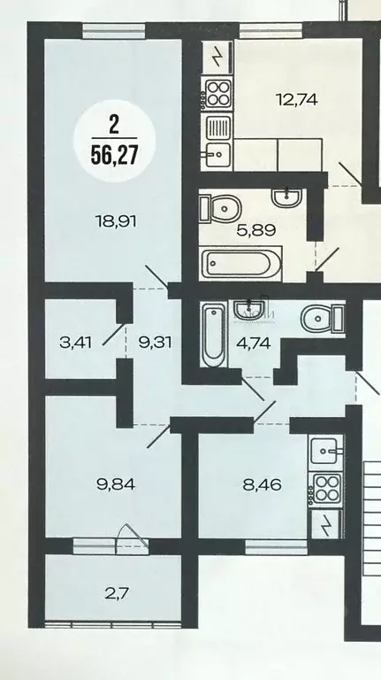 2-к кв. Челябинская область, Магнитогорск ул. Тевосяна, 32 (56.0 м) - Фото 2