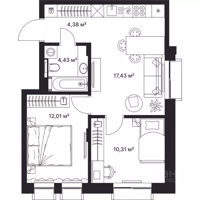 2-к кв. Владимирская область, Киржач ул. Свердлова, 10А (48.5 м) - Фото 1