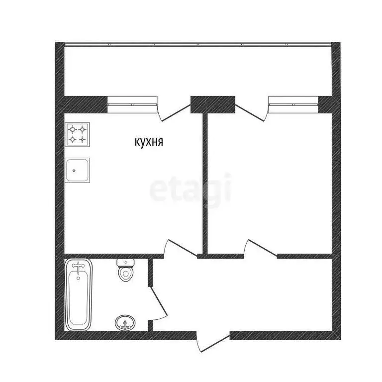 1-комнатная квартира: Курган, улица Луначарского, 102 (30.6 м) - Фото 0